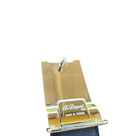 Genuine S.T. Dupont Navy Blue Logo Leather Belt Made In France 42 Reversible - Picture 10 of 10